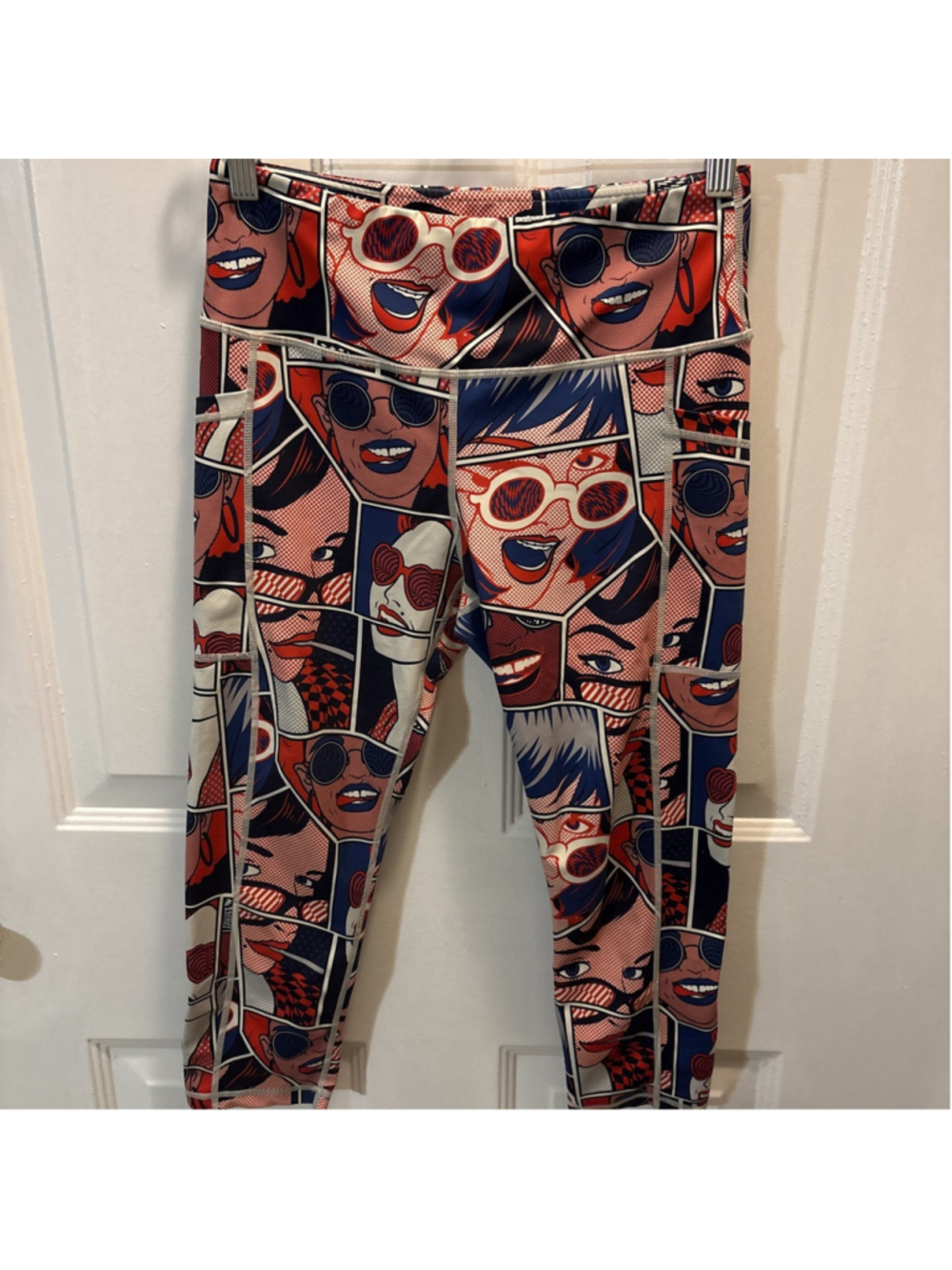 CVG Pop Art Comic Book Novelty Print Cropped Leggings W/pockets Size S 1206